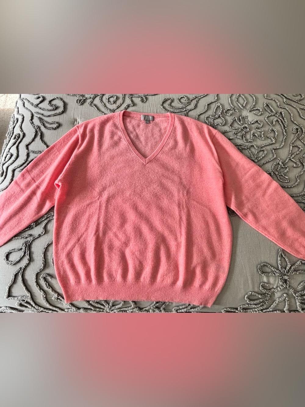J. Crew Women’s Coral Pink Cashmere V-Neck Sweater